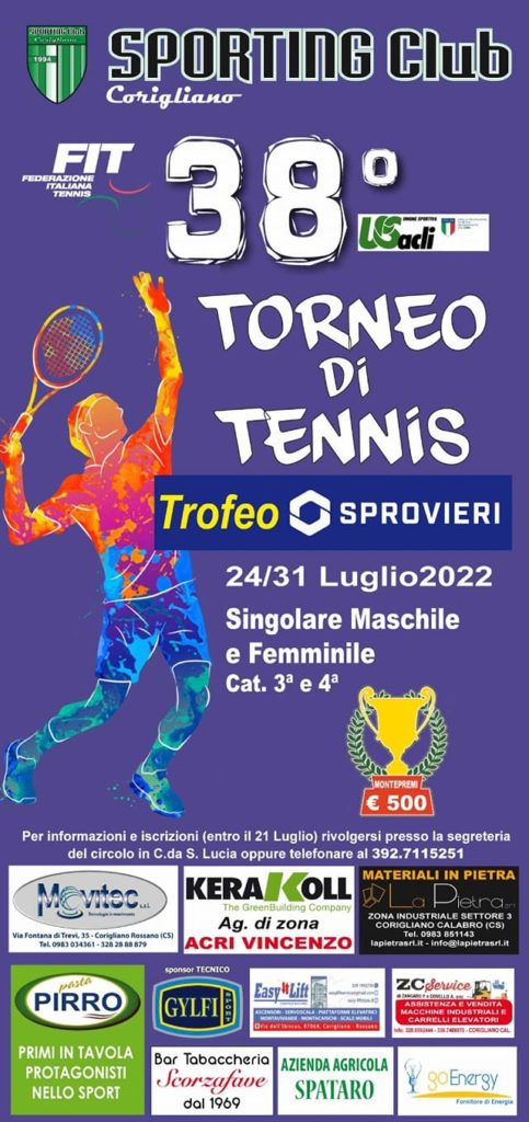 playbill Tennis Tournament Sprovieri sporting club corigliano FIT